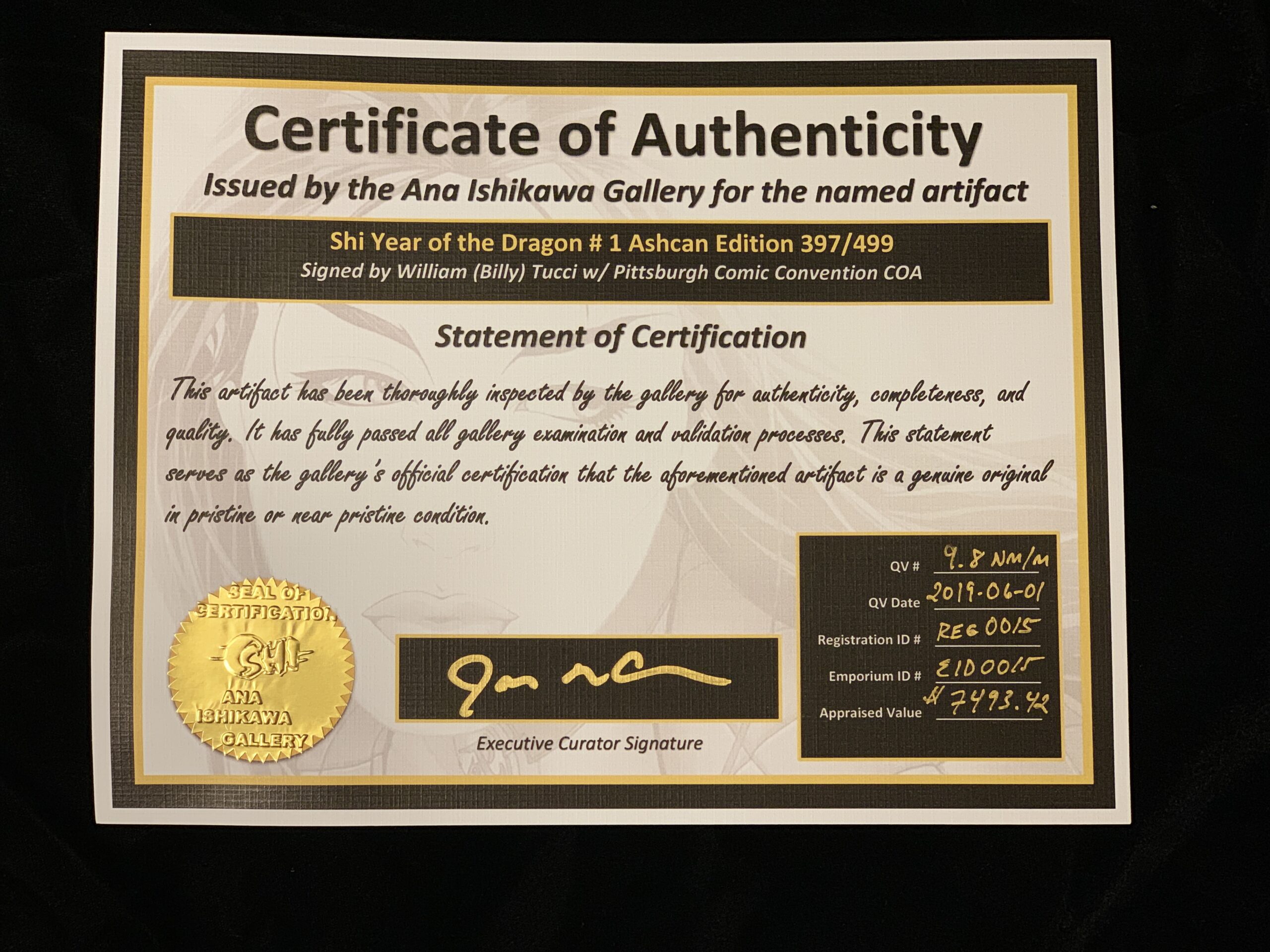 Shi Year of the Dragon # 1 Ashcan 397/499 w/ Pittsburgh Comic Convention COA