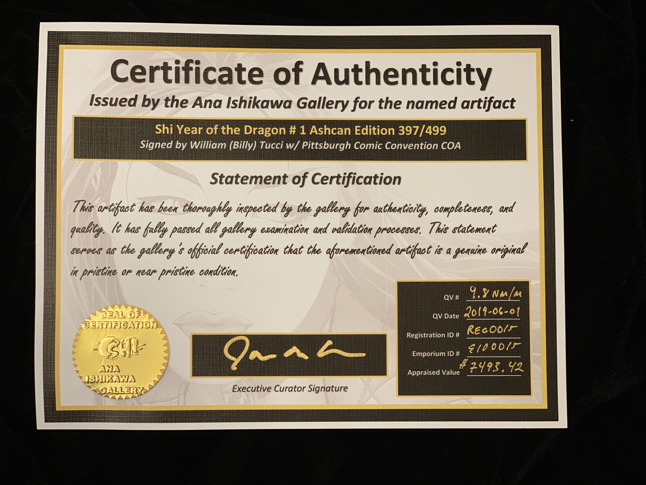 Shi Year of the Dragon # 1 Ashcan 397/499 w/ Pittsburgh Comic Convention COA